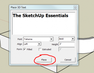 SketchUp Add 3d Text