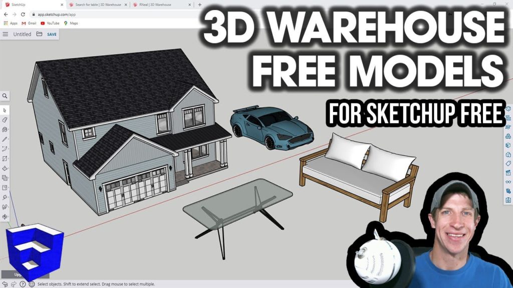 GETTING STARTED with SketchUp Free – Lesson 5 – Free Models from the 3D ...